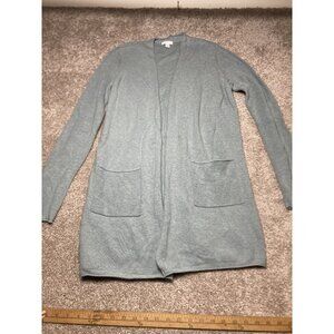 J. Jill XS Light Blue Open Front Long Cardigan With Pockets Soft Lightweight